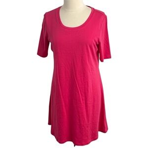 Isaac Mizrahi Live Women's Short Sleeve Midi Knit Jersey Dress, Fuchsia, Size MP